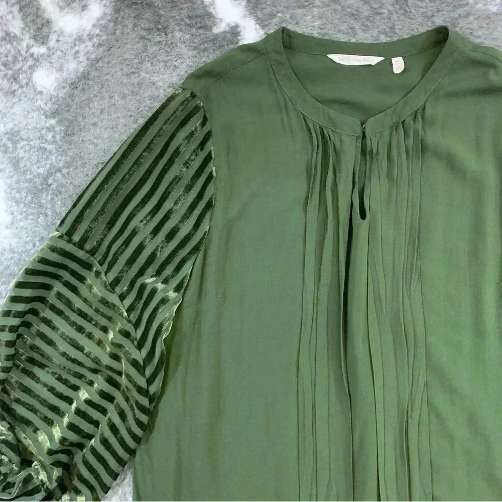 Soft Surroundings Velvet Striped Sleeve Top - Picture 3 of 12